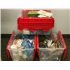 Image 1 : 3 plastic storage bins from special effects studio - foliage/ foam samples & assorted industry-relat