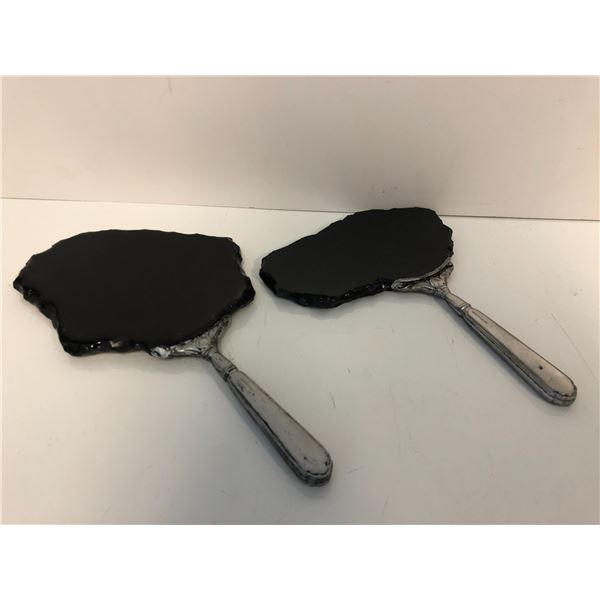 "Motherland: Fort Salem" - Witches hand held black faux obsidian hand mirror x 2