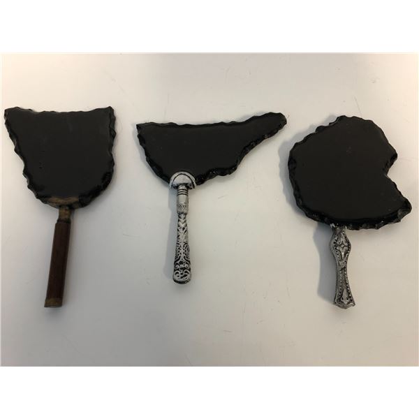 "Motherland: Fort Salem" - Witches hand held black faux obsidian hand mirror x 3