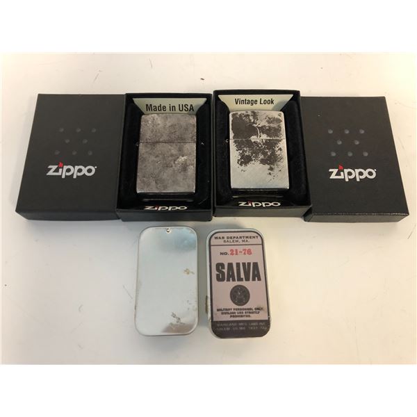 "Motherland: Fort Salem" - 2 Zippo lighters & 2 Salva War Department Salem small tin cases