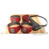 Image 1 : "Motherland: Fort Salem" - Group of 4 witches' neck guards & 1 black leather chin guard
