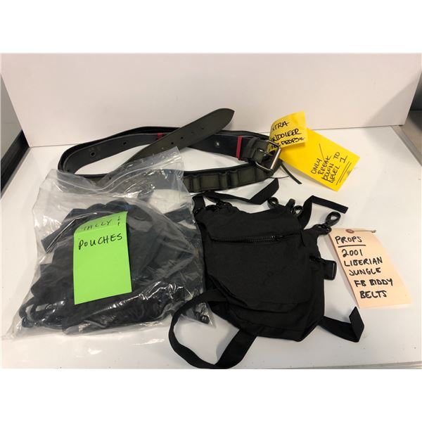 "Motherland: Fort Salem" - Bag of extra props - Liberian Jungle Biddy belts/ bandoleros & leg pouche