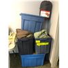Image 1 : "Motherland: Fort Salem" - 4 Rubbermaid containers filled w/ sleeping bags
