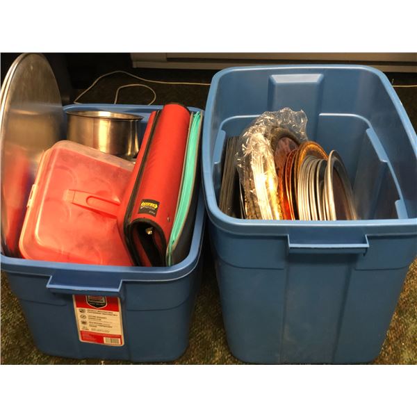 "Motherland: Fort Salem" - 2 Rubbermaid containers w/ assorted background props - trays/ cups/ conta