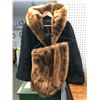 Image 1 : Custom made H. Rudolph black wool coat w/ fur-lined collar & fur shawl (2 pc set from movie set)