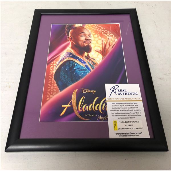 Framed "Disney Aladdin" Poster Signed by Will Smith w/COA from Real Authentic