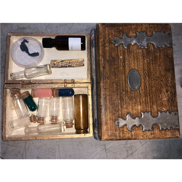 "The Magicians" - Group of 3 decorative wooden boxes & assorted vials