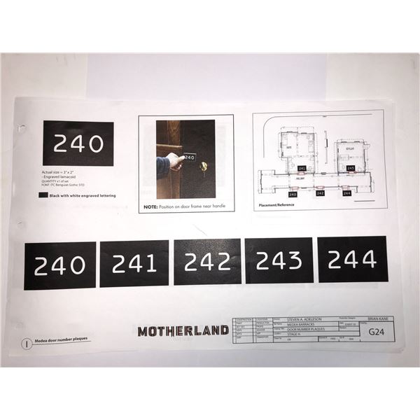"Motherland: Fort Salem" Original Production notes / Schematics / Barracks blueprints.