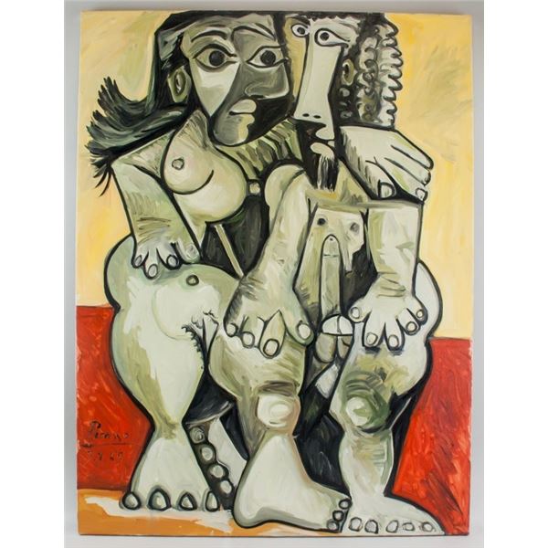 Spanish Oil on Canvas Signed Picasso Cubist