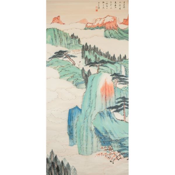 Chinese Watercolor on Scroll Zhang Daqian