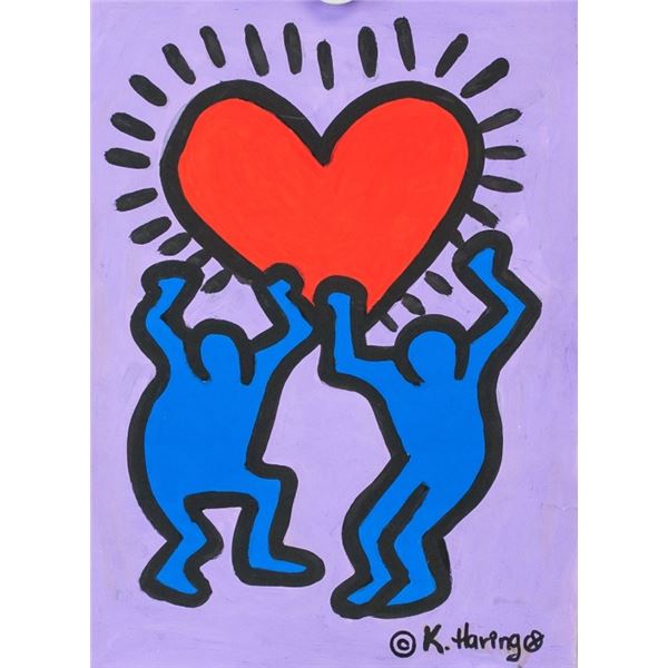 American Mixed Media on Paper Signed K. Haring