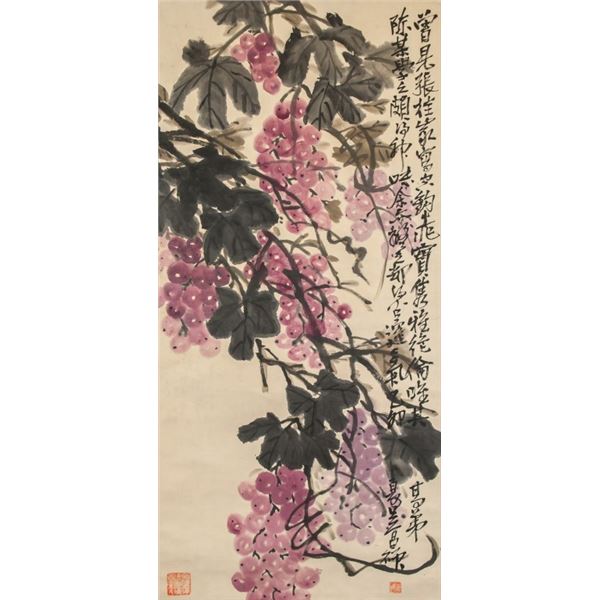 Wu Changshuo Chinese Watercolor on Scroll