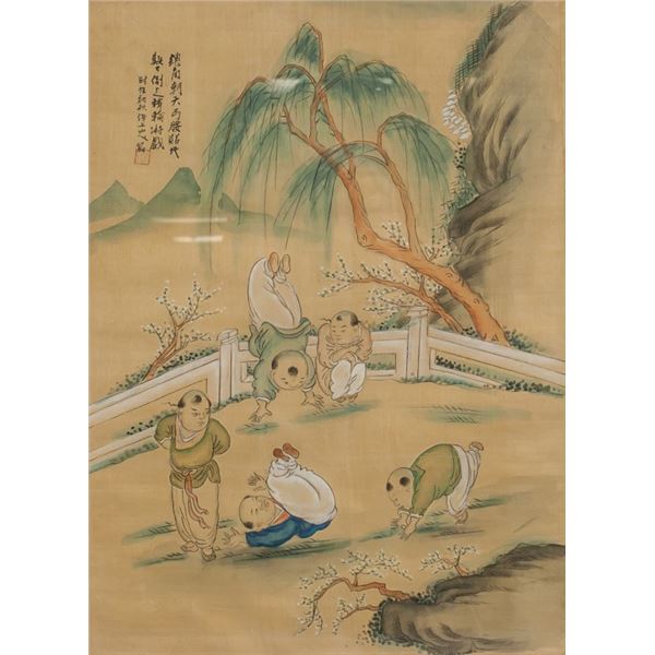 19th Century Chinese Watercolor on Silk Painting
