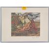 Image 2 : Mexican Linocut Etching Signed Frida Kahlo