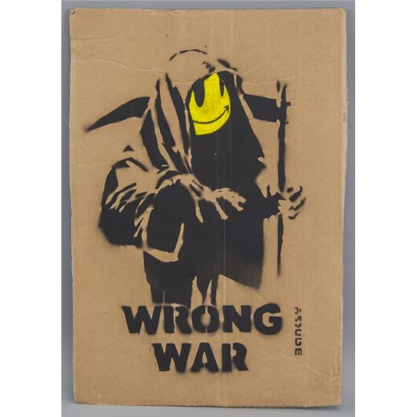 British Spraypaint and Acrylic on Cardboard Banksy