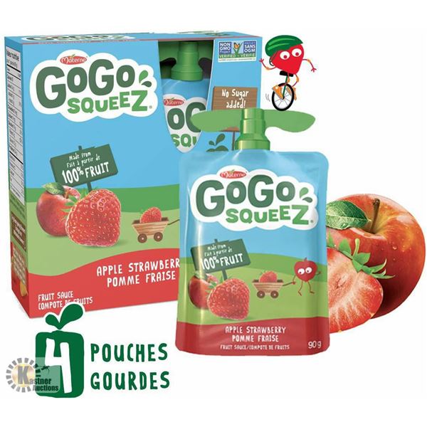 3 BOXES ORGANIC GOGO SQUEEZ APPLE STRAWBERRY