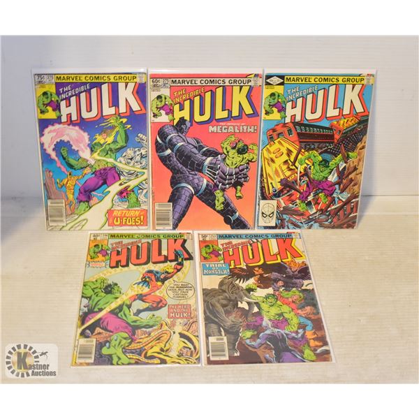 LOT OF 5 MARVEL INCREDIBLE HULK COMICS VINTAGE 70S