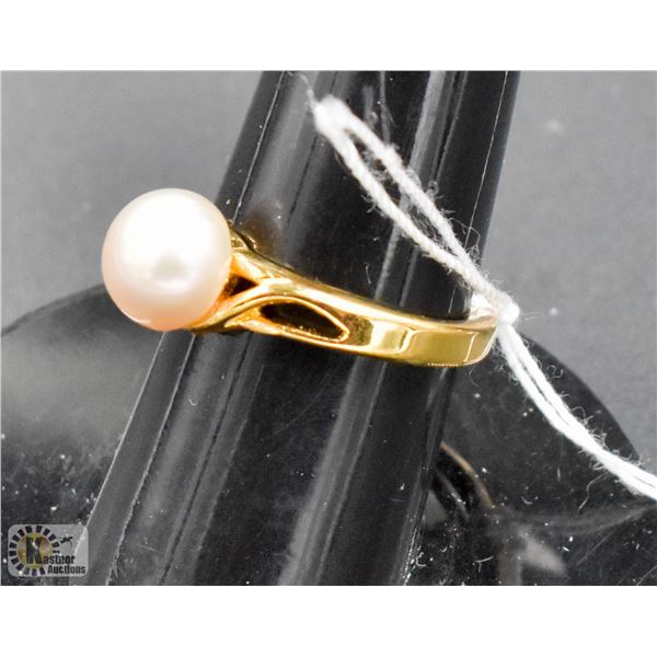 #337-FRESH WATER PEARL RING /PINK/SIZE 6