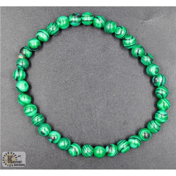 #80- GREEN MALACHITE BEAD BRACELET 6MM/8 