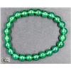 Image 1 : #76-NATURAL GREEN AGATE BEAD BRACELET 8MM/7.6