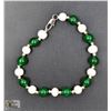 #141- FRESH WATER PEARL& GREEN EMERALD  BRACELET