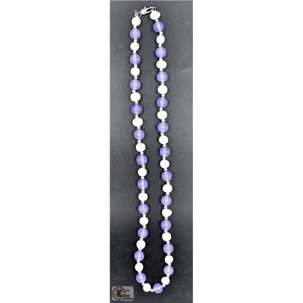 #108-FRESH WATER PEARL& PURPLE JADE NECKLACE