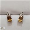 BZ535-92 SILVER CITRINE & DIAMOND EARRINGS