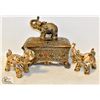 Image 1 : BOX WITH JEWELED ELEPHANT JEWELRY BOX & 2 AFRICAN