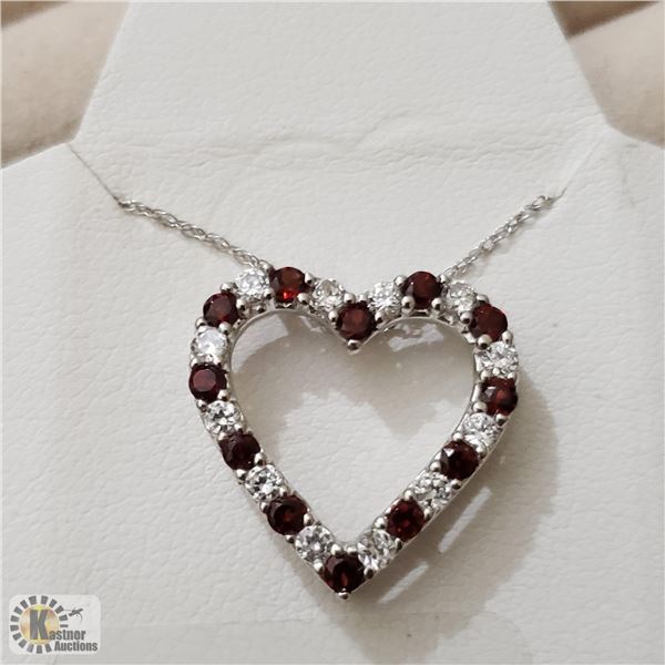 BZ519-140 SILVER GARNET 20  NECKLACE