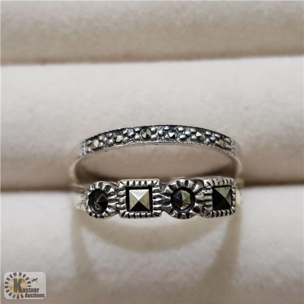 BZ519-132 SILVER MARCASITE 2 RING SET