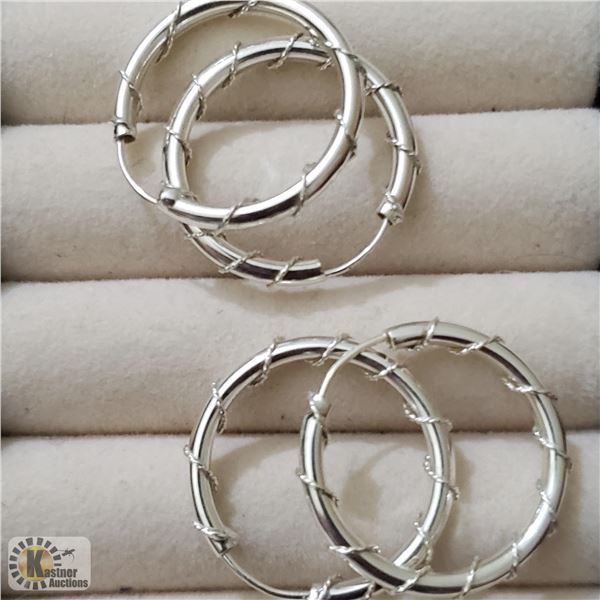 BZ519-146 SILVER 2 HOOP EARRING SET