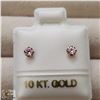 BZ519-104 10K YELLOW GOLD PINK CZ EARRINGS