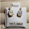 BZ519-117 10K YELLOW GOLD OPAL/MOISSANITE EARRINGS