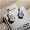 Image 2 : BZ519-117 10K YELLOW GOLD OPAL/MOISSANITE EARRINGS