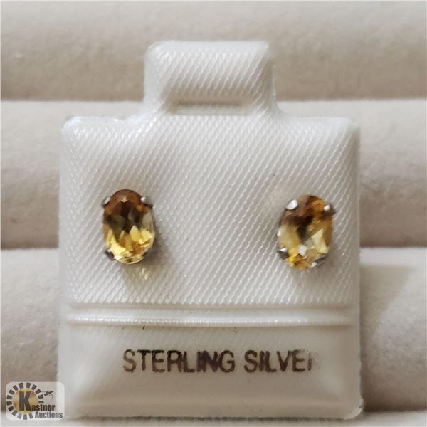 BZ519-138 SILVER CITRINE EARRINGS