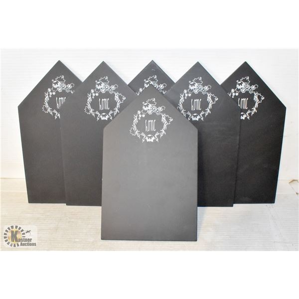 6 PACK OF HANGING BLACK BOARD SIGNS