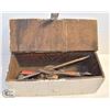 Image 1 : OLD WOODEN TOOLBOX WITH VINTAGE TOOLS