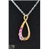 Image 1 : #366-GENUINE RUBY,CITRINE,AMETHYST PENDANT NECKLAC