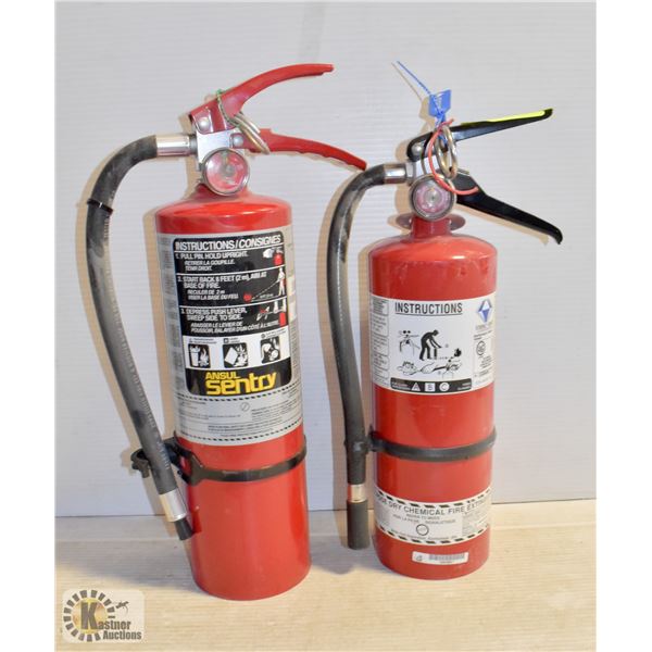 2 CHARGED 5-7LBS FIRE EXTINGUISHERS