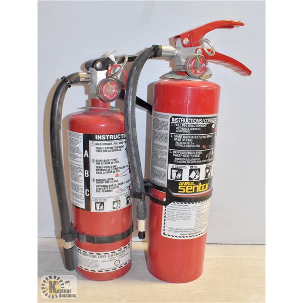 2 CHARGED 5-7LBS FIRE EXTINGUISHERS