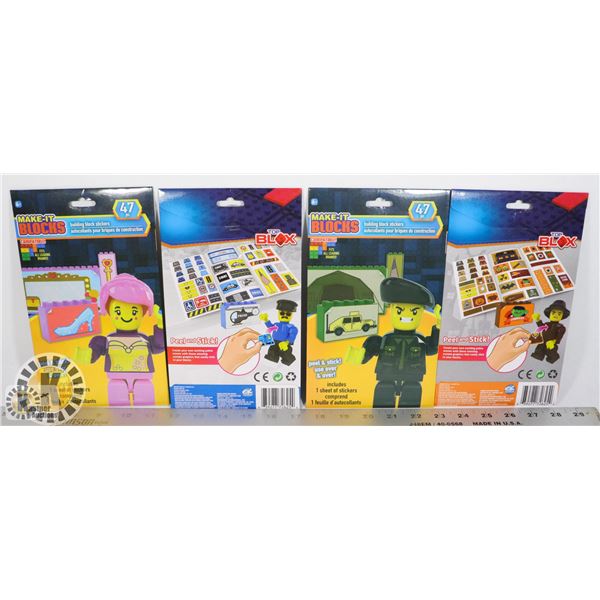 4 NEW PACKS ASSORTED BUILDING BLOCK BRICK STICKERS