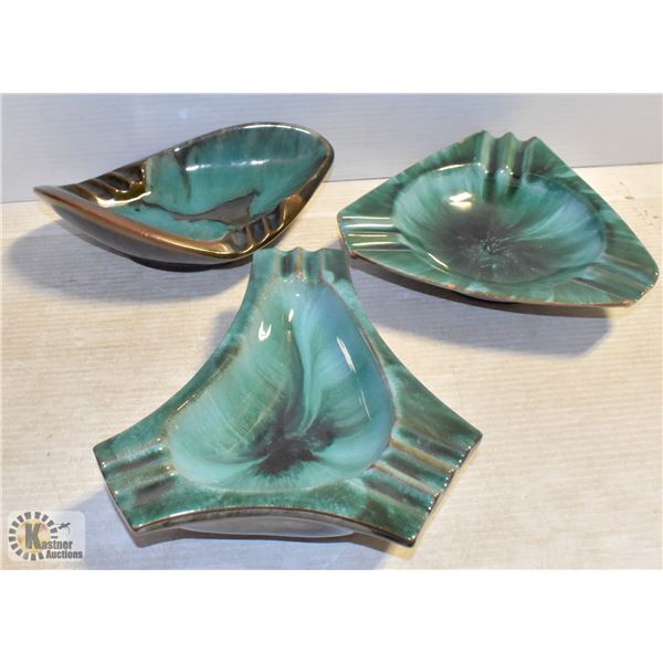 3 X BLUE MOUNTAIN POTTERY ASHTRAYS