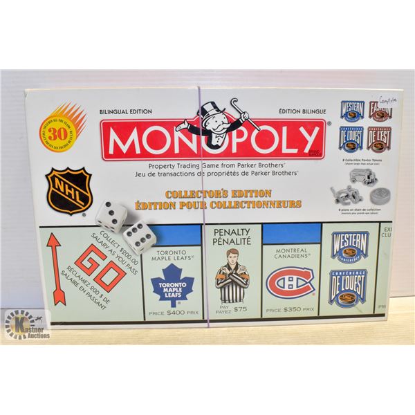 NHL MONOPOLY BILINQUAL EDITION COMPLETE