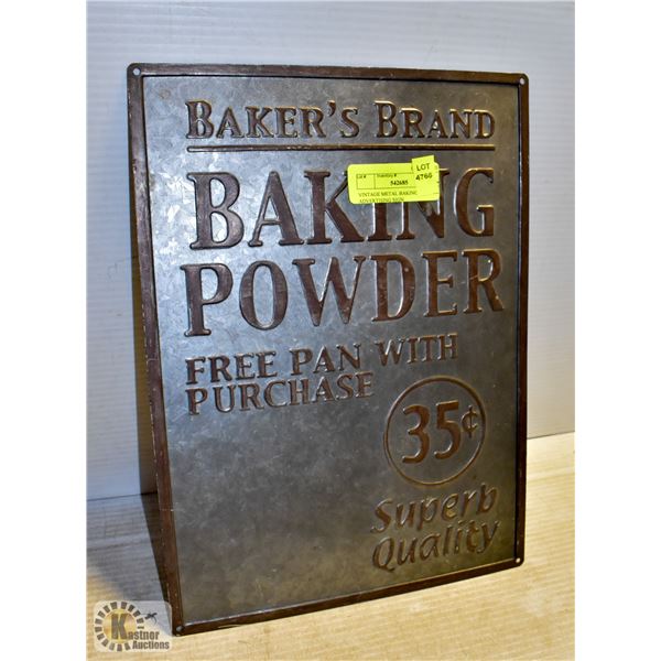 VINTAGE METAL BAKING POWDER ADVERTISING SIGN