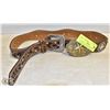 Image 1 : LEATHER LADIES SIZE MEDIUM WESTERN BELT & BUCKLE &