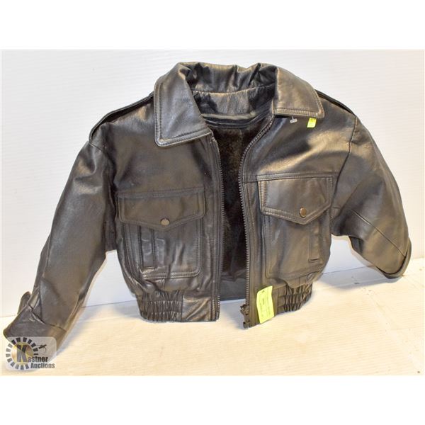 KIDS SIZE 3 LEATHER JACKET LINED