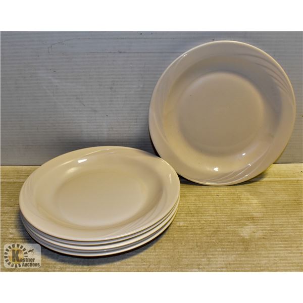 SET OF 6 WHITE ROUND SWIRL DINNER PLATES