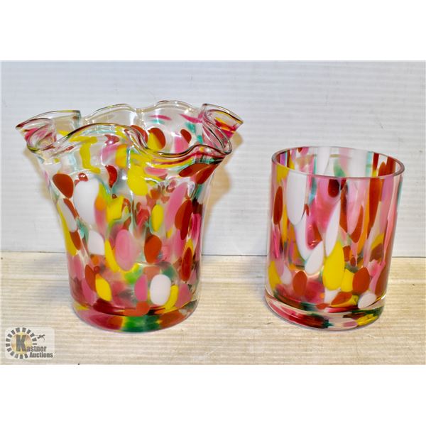 2 GLASS VASES