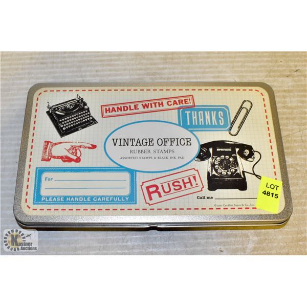 OFFICE RUBBER STAMPS SET UNUSED, INCLUDES