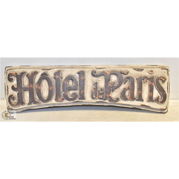 HEAVY HOTEL DE PARIS CAST EMBOSSED SIGN